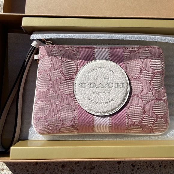 Coach Handbags - Dempsey Corner Zip Wristlet In
Signature Jacquard With Coach Patch and Stripe